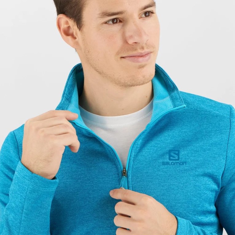 Sudaderas Salomon Essential Lightwarm Seamless Half Zip Hombre Azules | MX DNRE087